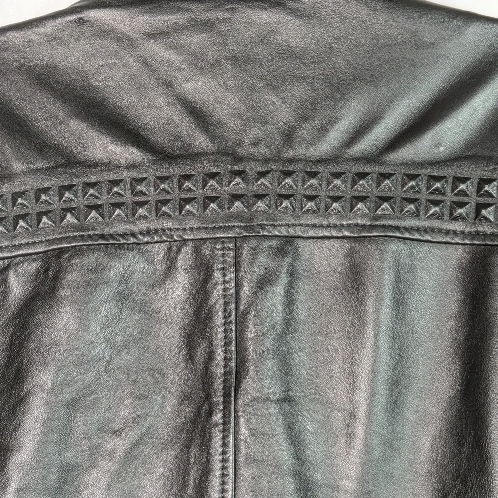 Slate and‎ Willow Women's Black Leather Jacket Textured Moto Chic Sz L